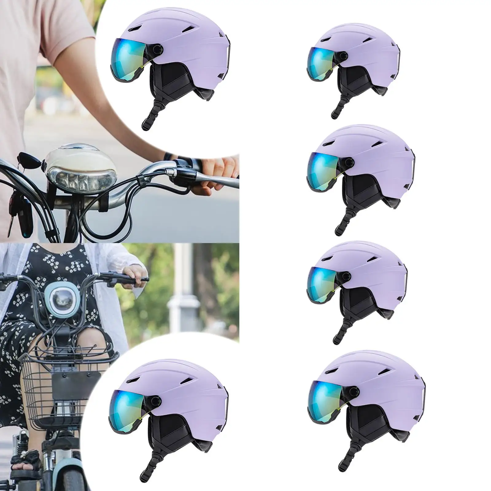 

Snow Helmet Purple Comfortable Head Protectived Warm Adjustable Protection Goggles Snow Ski Helmet for Youth Girls Skateboarding