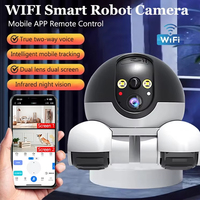 128GB WIFI Robot Camera Dual Lens Dual Screen PTZ Surveillance IP Camera 1080P Auto Tracking Night Vision Baby Dog Pets Monitor