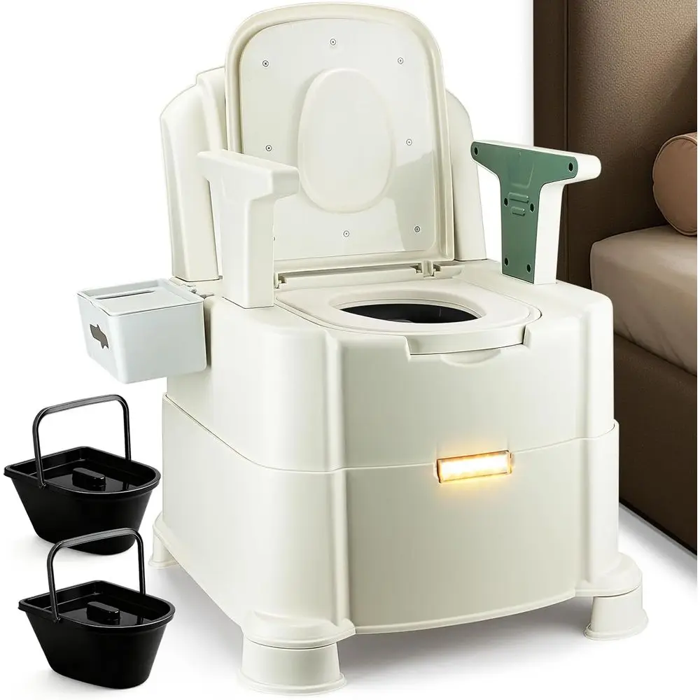 Bedside Commode, 500lbs Heavy Duty & Upgraded Commode Toilet Potty Chair, Portable Camping Toilet, Detachable Armrests, Automati