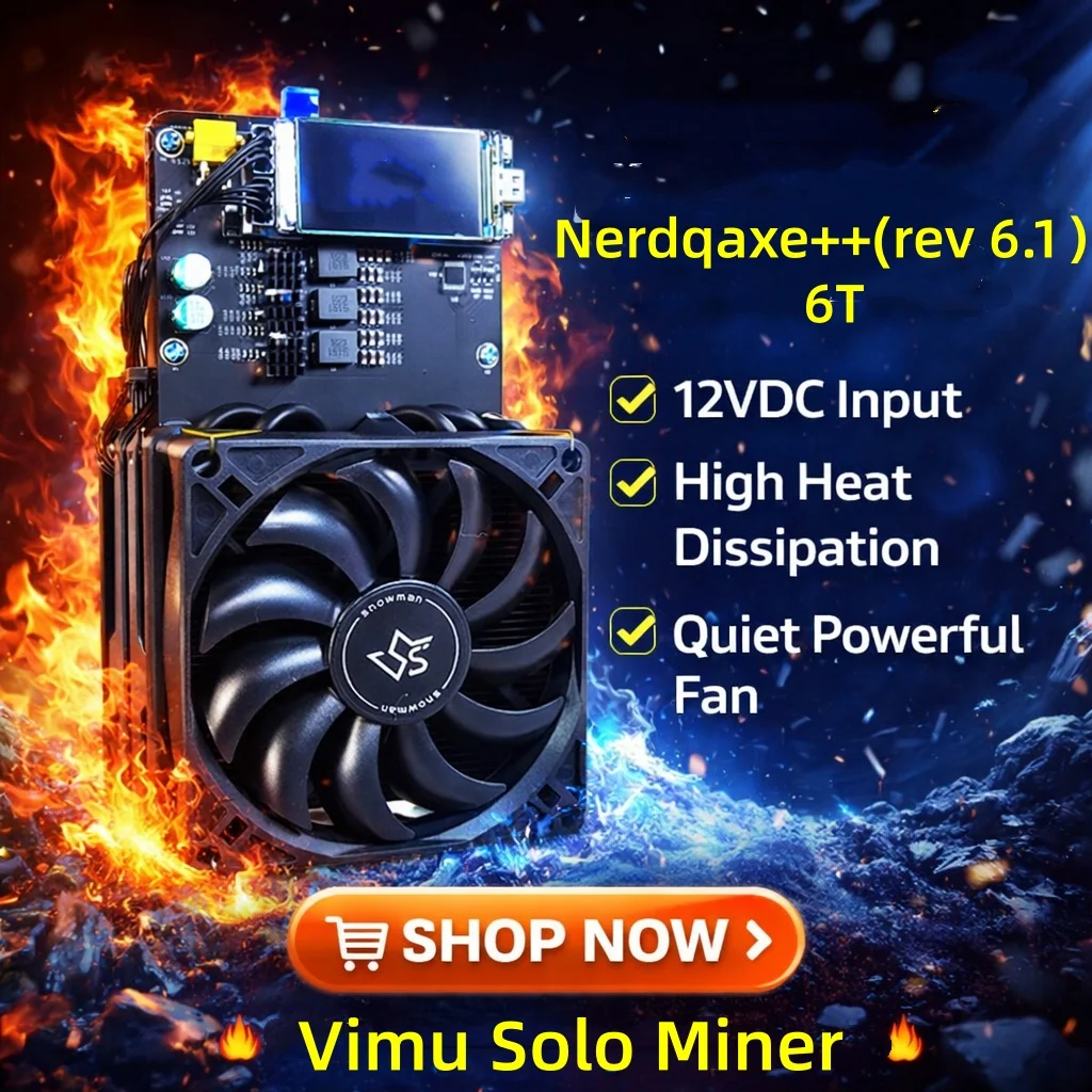 

Майнер Bitcoin NerdQaxe++ (версия 6.1) 6TH/s, энергоэффективный, 100 Вт, для соло-майнинга SHA-256 BTC, готов к домашнему майнингу