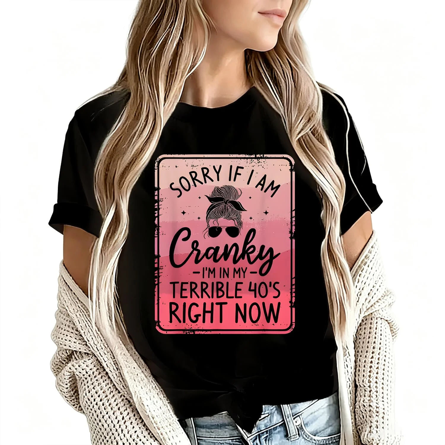 Sorry if I'M Grumpy Women's T-Shirt 100% Cotton Funny Graphic Short Sleeve Tee Novelty Shirt Casual Crew Neck Top S-5Xl
