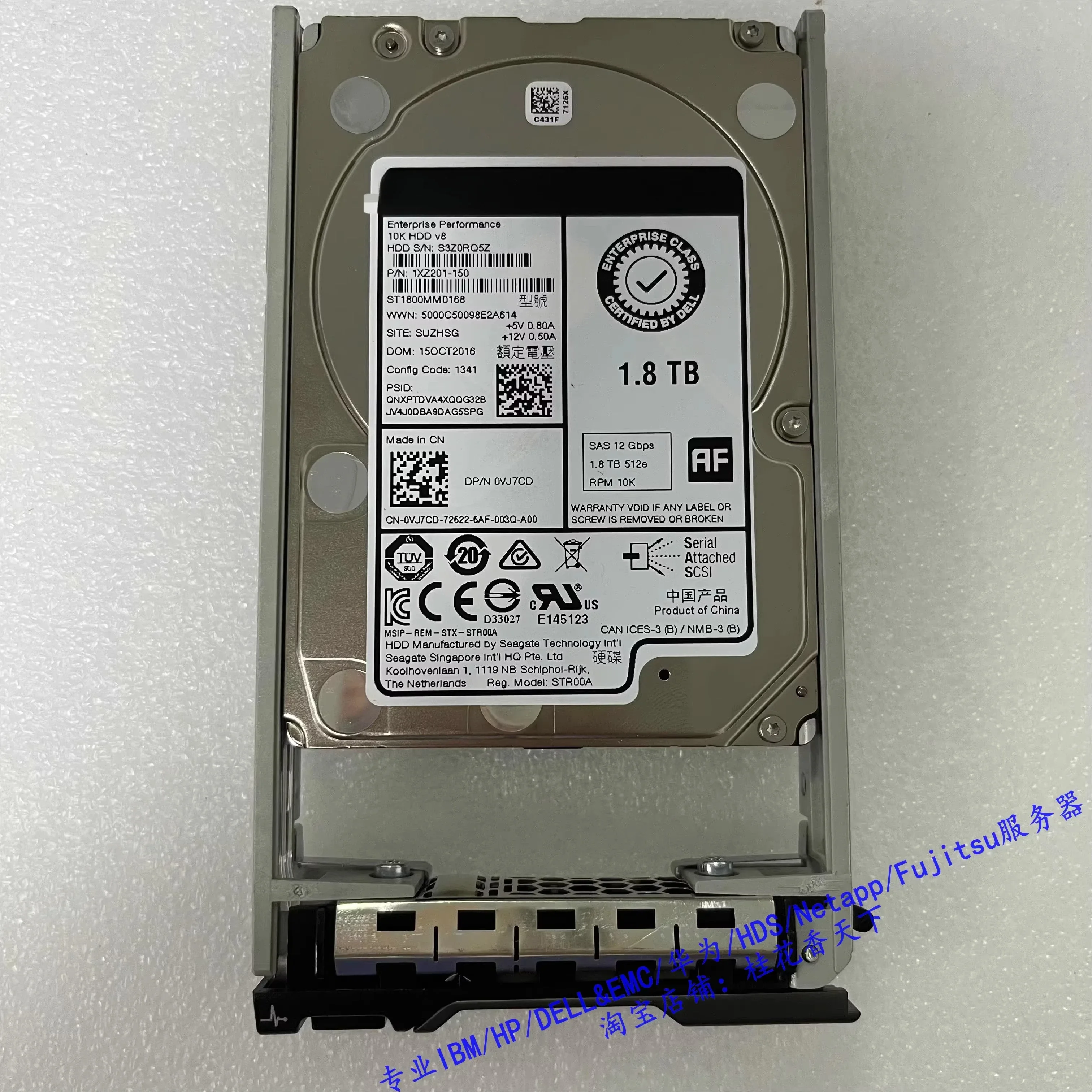 

Используется для жесткого диска Dell 0VJ7CD 1.8T 10K SAS 12G 2.5 ST1800MM0168 R630 R730