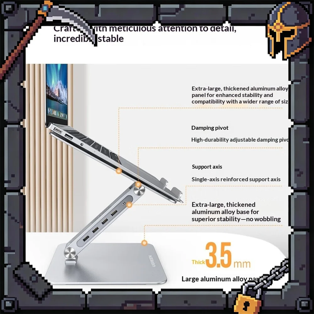 UGREEN CM532-60975 Laptop Stand Dock with USB 3.0 Hub Adjustable Height Cooling Riser for PC