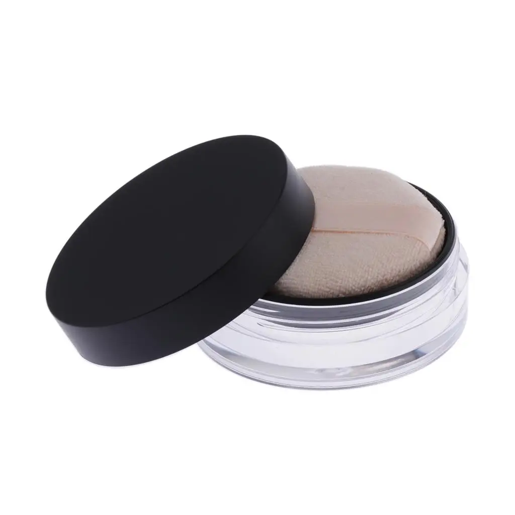 Portable Loose case Makeup Case Jar Pot with Soft Puff and Sifter Lids -