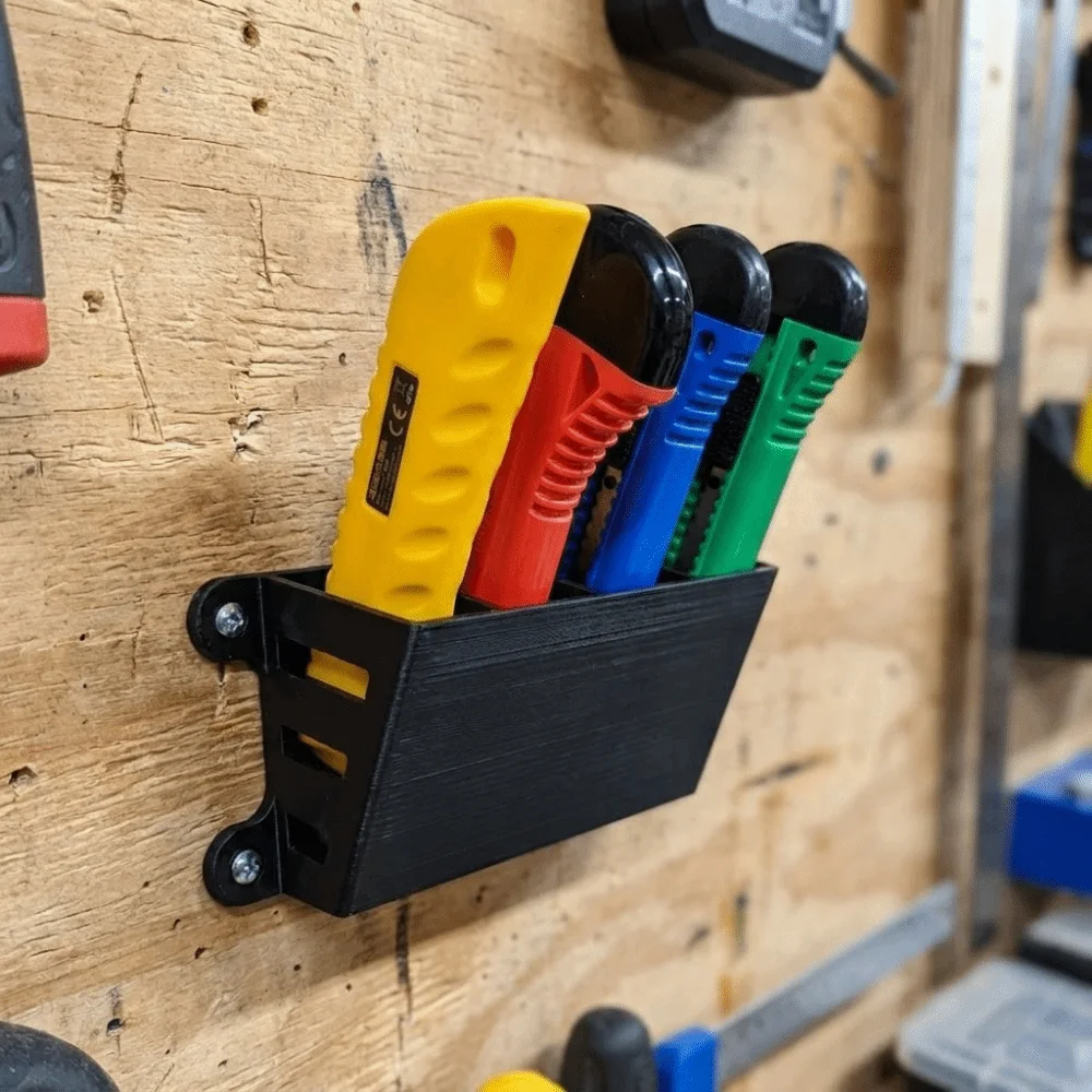 3D Printed Wall Mount Cutter Holder Plastic 4 Slots Workbench Wall Supply Holder Space Saving Wall Tool Organizer