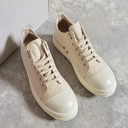 Men's Canvas Shoes Fashion Women's Sneakers Low Apricot Casual Shoes for Men Lace-up Rubber Men's Sneakers