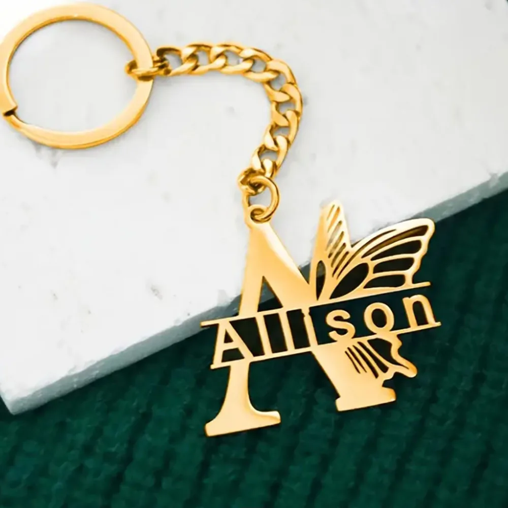 Customized Butterfly Letter Keychain, Suitable for Holiday Gifts and Family use, Unisex.