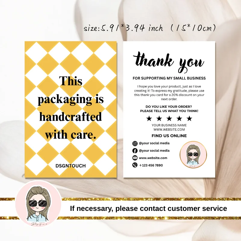 Luxury Thank You So Much Card for Business Elegant Checkerboard Appreciation Card with Your Custom Messages to Customers
