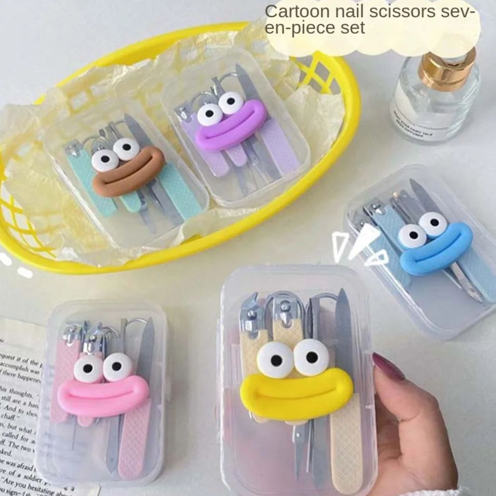 Juego de cortaúñas Earpick, herramienta de manicura, alicates para cortar uñas, lijado de uñas de dibujos animados, apertura de mandíbula ancha, Mini lima de uñas de acero inoxidable