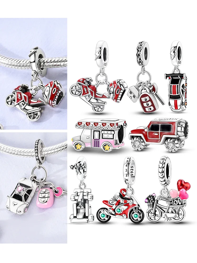 AliExpress NONE 925 Sterling Silver Car Charms Pendant Motorcycle Sports Car Bicycle Bead Fit Original Bracelet DIY Fashion Fine Jewelry Making