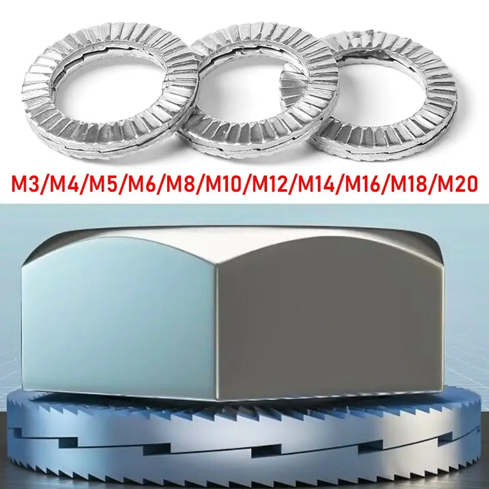 5Pcs Double Side Lock Washers M4 M10 M12 M16 M20 Hardware Fastener Wedge Lock Washer Self-Lock 304 Stainless Steel