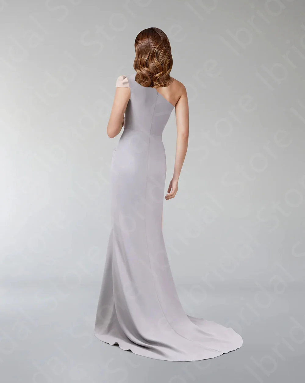 Personalizado moderno rosa vestidos de noite contraste cor vestidos de baile 2025 mangas boné assimétrico vestidos de convidados do casamento trem varredura