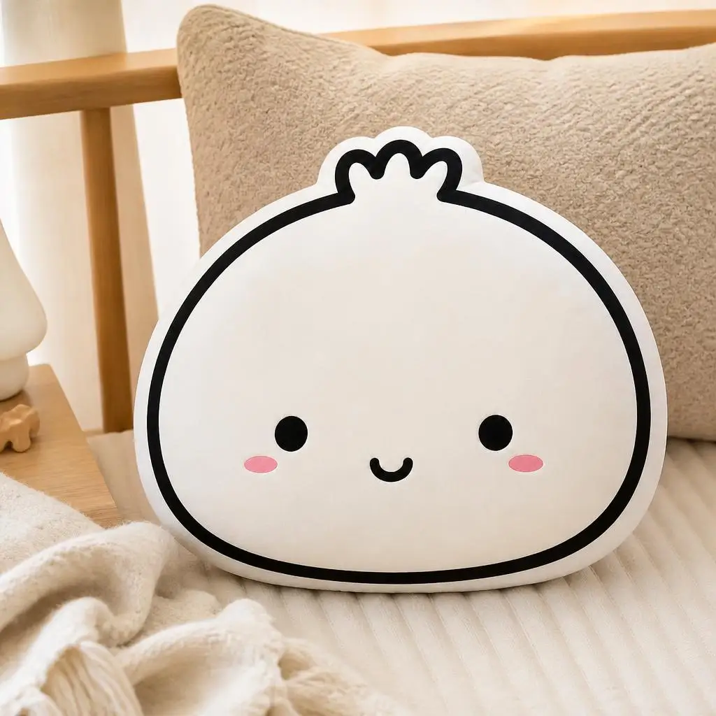 Kawaii Dumpling Cute Food Plush Pillow Cushion Irregular Stuffed Throw Pillow Home Decor Gift Sofa Bed Couch