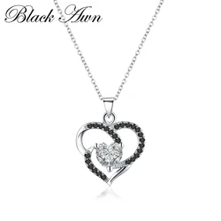 BLACK AWN 2023 New Design Heart Silver Color Necklace Women Fashion Jewelry Classic Round Necklaces&Pendants P174