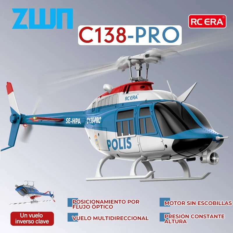 C138 PRO RC helicóptero 2,4G 6-Aixs giroscopio 6CH retención de altitud flujo óptico sin escobillas Helicóptero de Control remoto juguete VS cepillo ERA