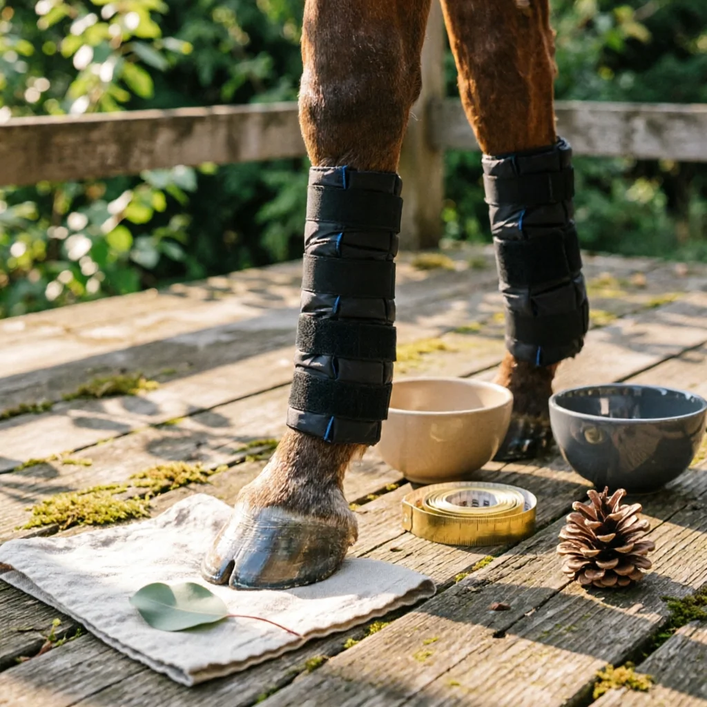 Venda Fría para Caballo, Almohadilla de Enfriamiento, Envoltura de Hielo para Patas de Caballo con Correas Elásticas para Recuperación en Establos