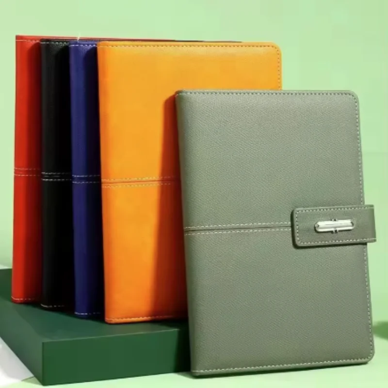 Conjunto cuaderno negocios cuero elegante caja regalo soporte bolígrafo - imagen 4