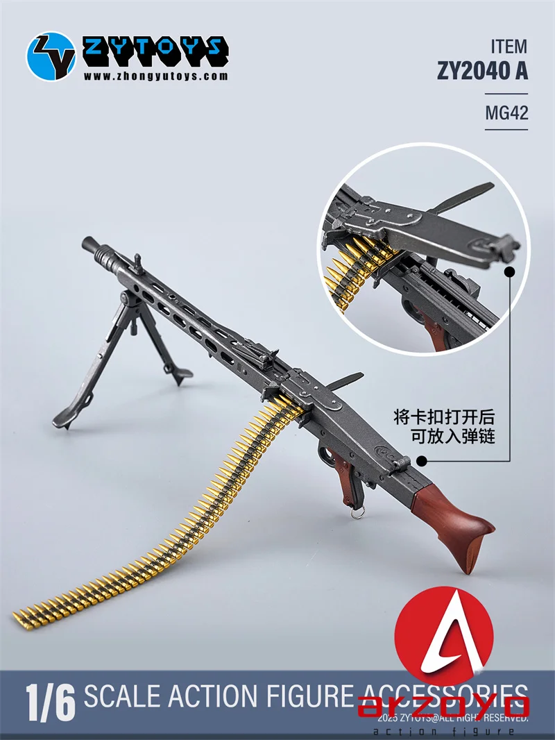 ZYTOYS ZY2040 Scala 1/6 MG42 Mitragliatrice Modello Materiale PVC Per 12 ''Action Figure Scena Accessorio Giocattoli Bambole