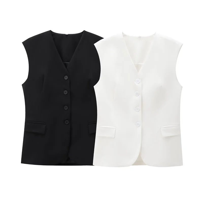 Guobioziy 2026 Summer New Women's Vest Solid Color Short Sleeve Pocket Decor Simple Vest Fashionable for Commuting