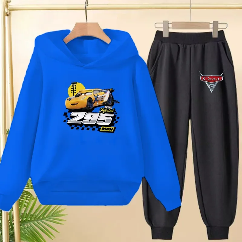 The Disney Car Set for Children's Autumn and Winter Sweatshirts Is Suitable for Boys Girls Aged3to12 Including Hoodies Pants