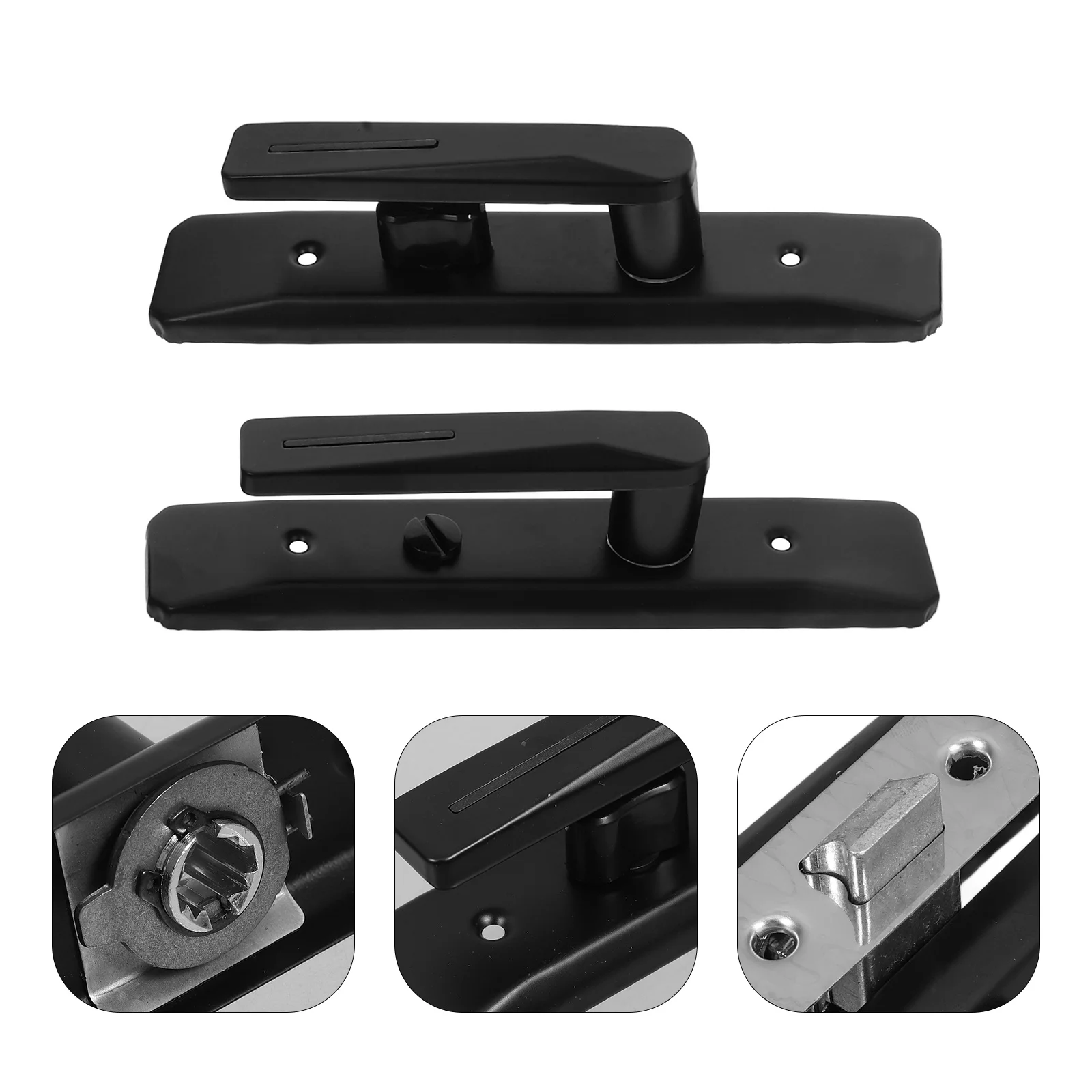 

Bathroom Lock Handle Black Iron Lever Handle For Indoor Privacy Keyless Design Reversible Matte Finish Door Security Latch