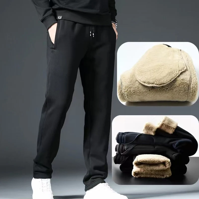 Men's Winter Lambswool Warm Cotton Sweatpants Men's Outdoor Leisure Thickened Jogging Drawstring Pants High Quality Pants Men