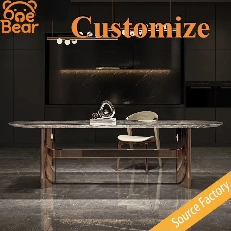 Any Size Custom Natural Raw Marble Dining Table Original Texture Waterproof Anti Stain Wear Resistant Rustic Home Dining Table