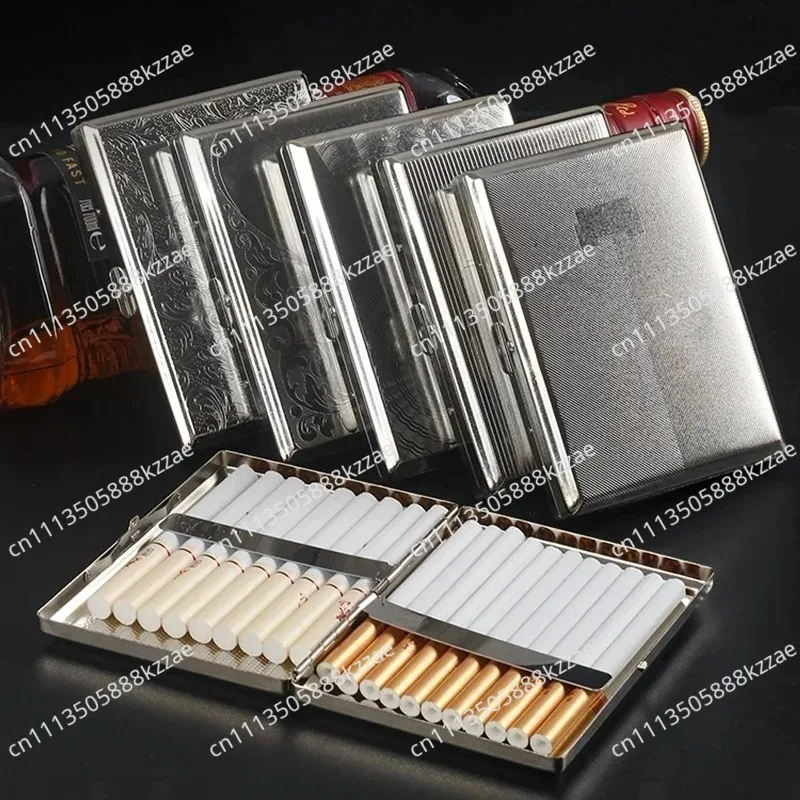 10cm Extended Metal Cigarette Case Dual Use for Regular/Slim, Portable Crush-Resistant Moisture-Proof Gift for Men