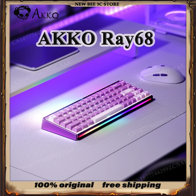 AKKO Ray68 Three Mode Magnetic Switch Mechanical Keyboard Gaming Office 8KSZ RT0.01MM Hot Swap Dual RGB Light 8000Mah Gift PC