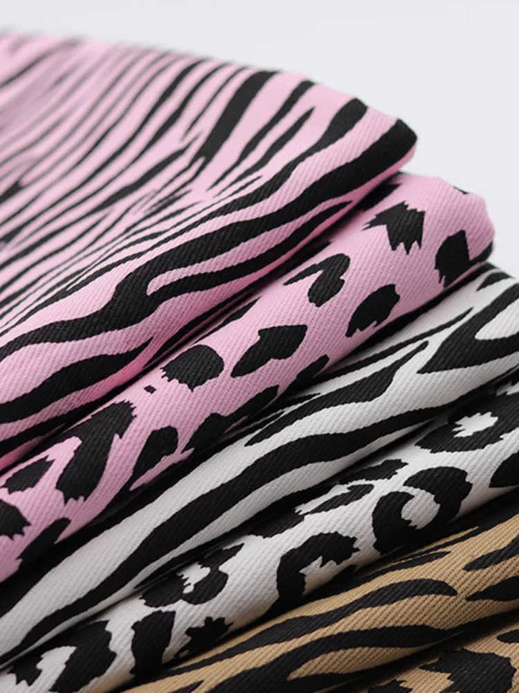 Zebra Leopard Print Fabric Cotton Twill Fabric Handmade Clothing Pants Trousers Skirts DIY Sewing Plain Fabric