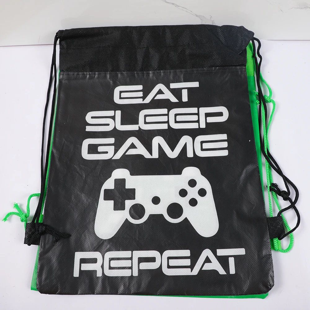 4Pcs Game on Theme Party Drawstring Bags Boy Non-woven Fabrics School Sports Backpack Kids Birthday Baby Shower Party Favors Bag