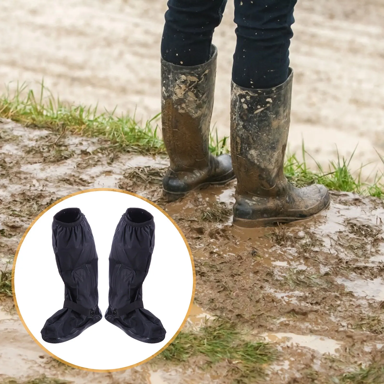 

1Pair Waterproof Cycling Fishing Overshoes Thickened Anti-Slip PVC Material Practical for Outdoor Activities Riding Overshoes