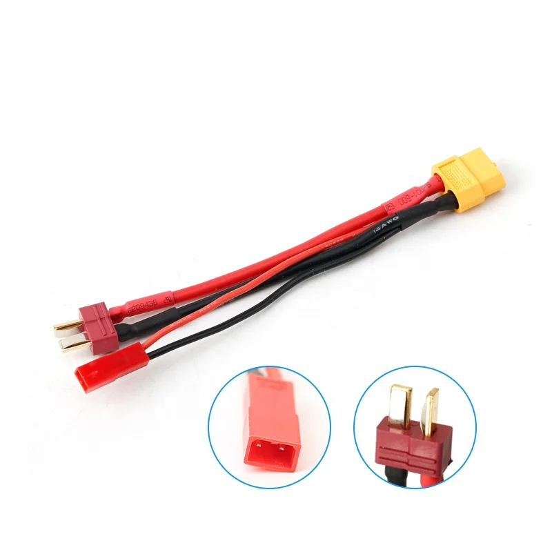 

30PCS Amass XT60 14AWG 150mm RC Lipo Battery Cable Extension Female Male Deans T Plug JST Futaba Connector Splitter 14AWG 150mm