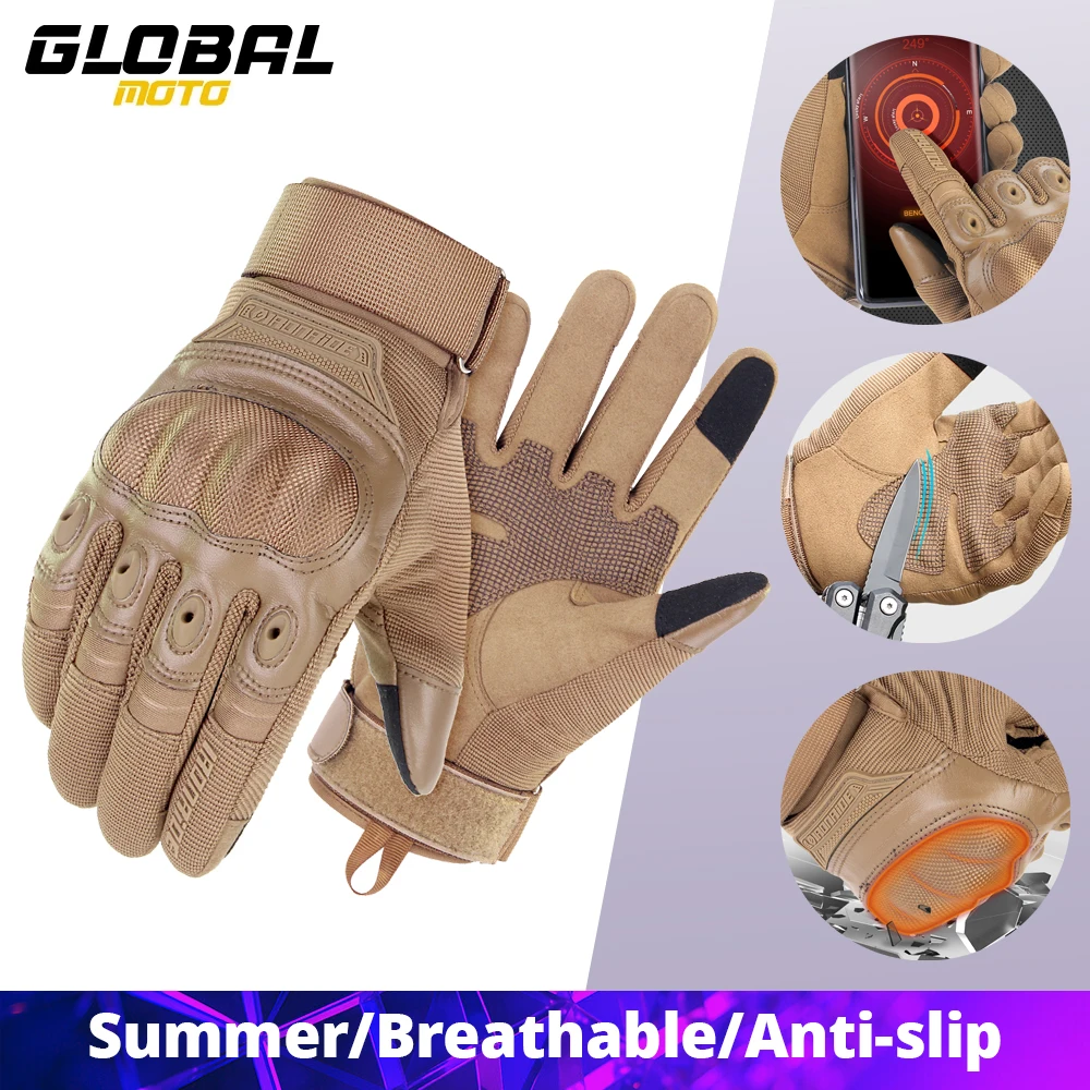 

Summer Motorcycle Gloves Wear-Resistant Motorbike Full Finger Gloves Touch Screen Non-slip Motocross Riding Gloves Breathable
