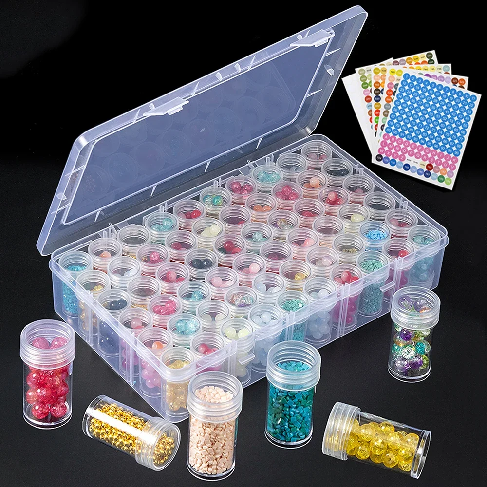 24/30/48/60/80 Beads Storage Bottle, Accessories Organizer, DIY Diamond Painting Tools, Rhinestone Mosaic Art Storage Organizer