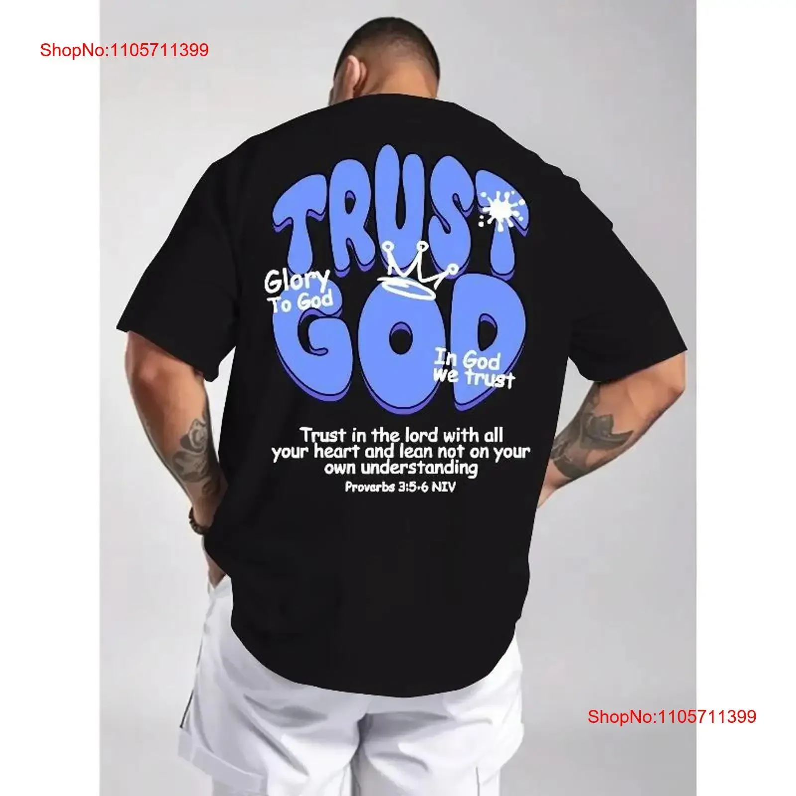 T-shirt chrétien pour homme, été, « Trust God », verset biblique, foi, manches longues ou courtes, style vintage, effet délavé, graphisme doux, respirant