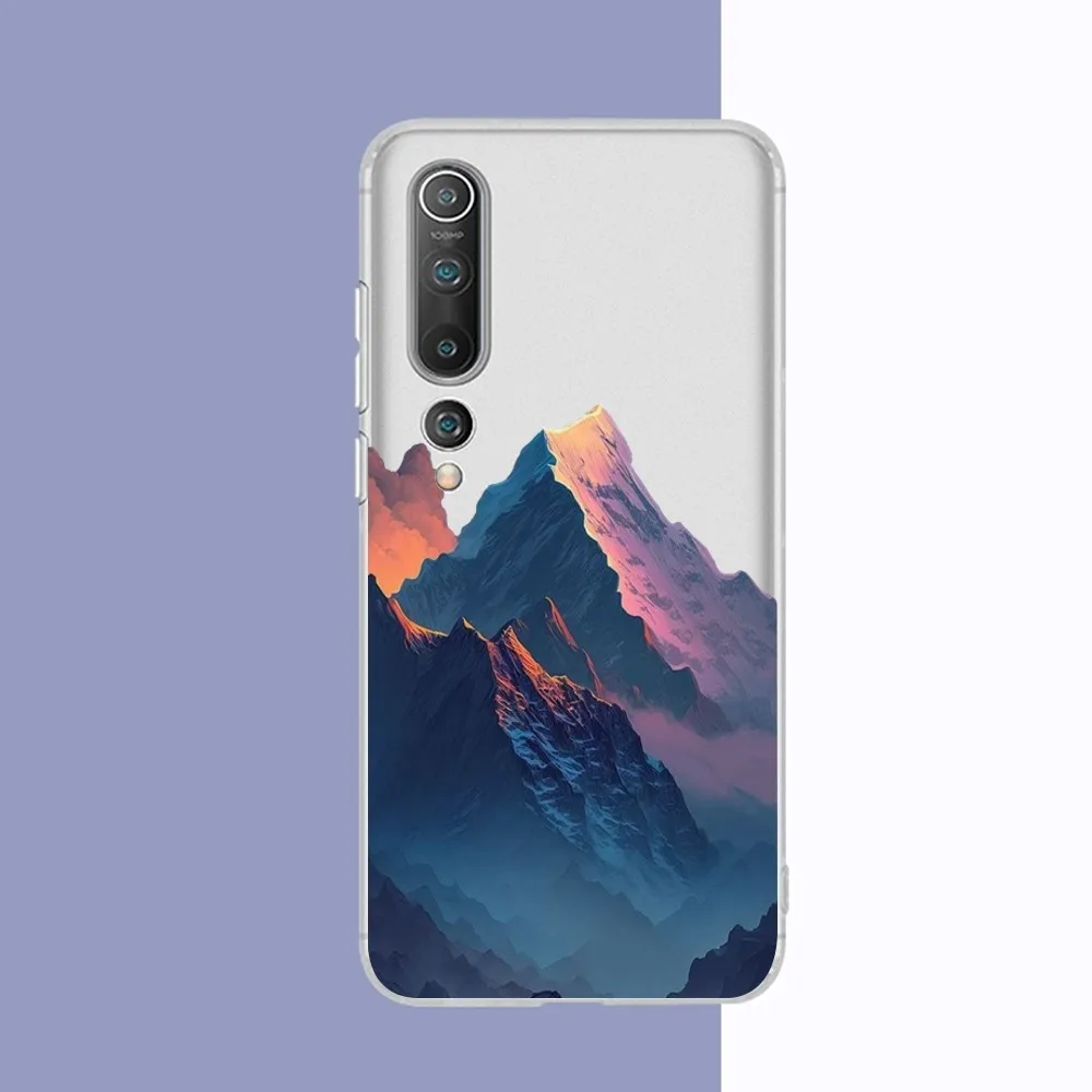 Snow Mountain Phone Case For Samsung S 20 21 22 23 for Redmi Note7 8 9 10 for Huawei P20 30 40 Clear Case