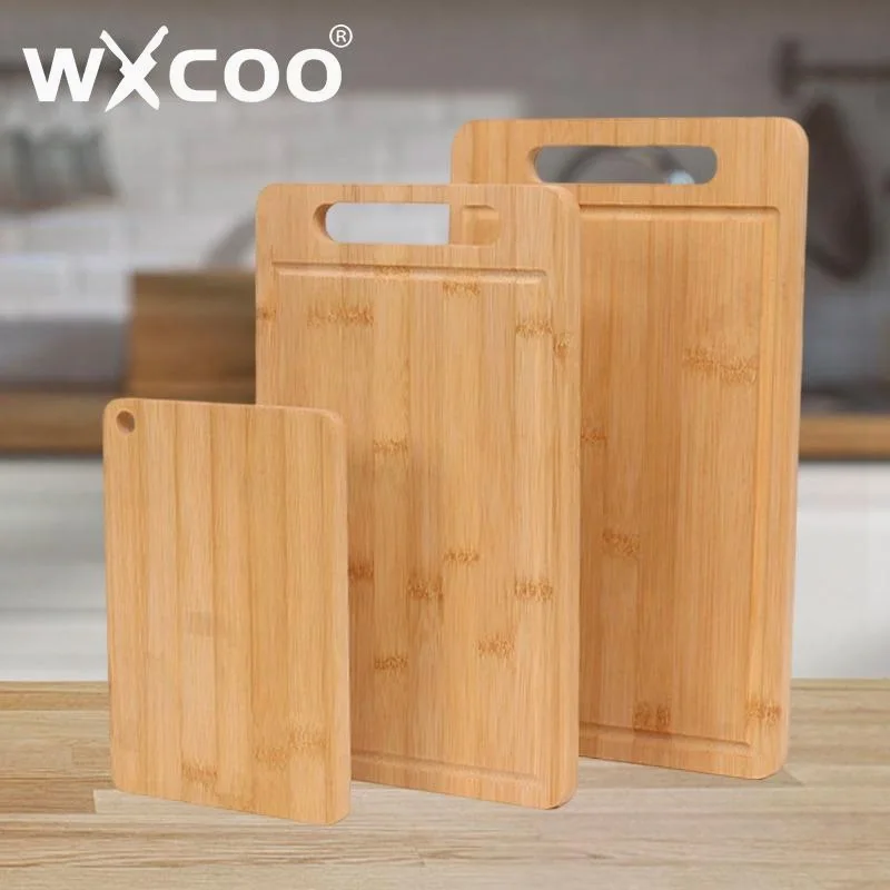WXCOO Kitchen Cutting Board Natural Bamboo Double-sided Chopping Board for Meat Vegetables Fruits Kitchen Cutting Serving Board