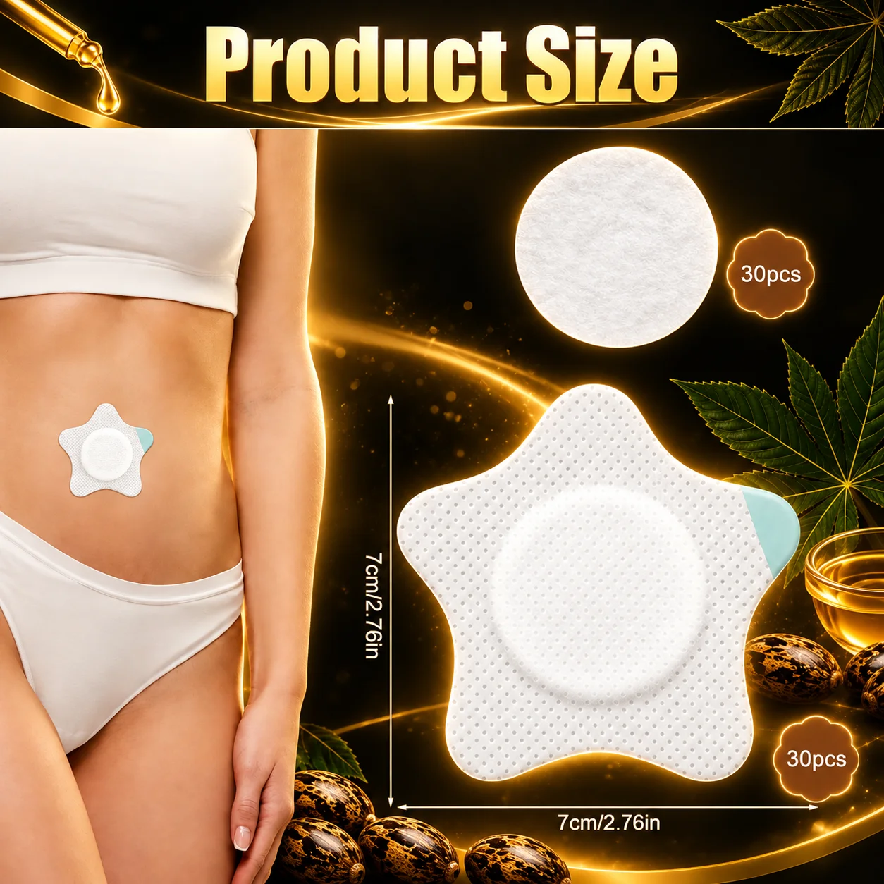 20pcs Castor Oil Wrap for Belly Button, Castor Oil Pack Wrap Pad for Belly Button Patches Sticker Highly Absorbent Bandage Tape