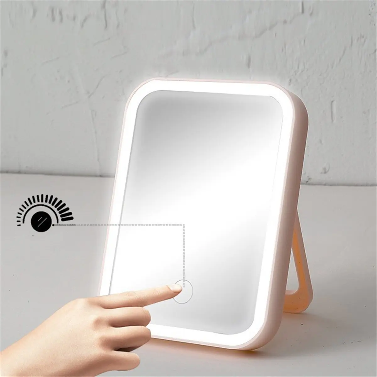 Goodprice Rechargeable Travel Makeup Mirror Portable Lighted Beauty Mirror, 3 Color LED Lighting, Dimmable Touch Screen