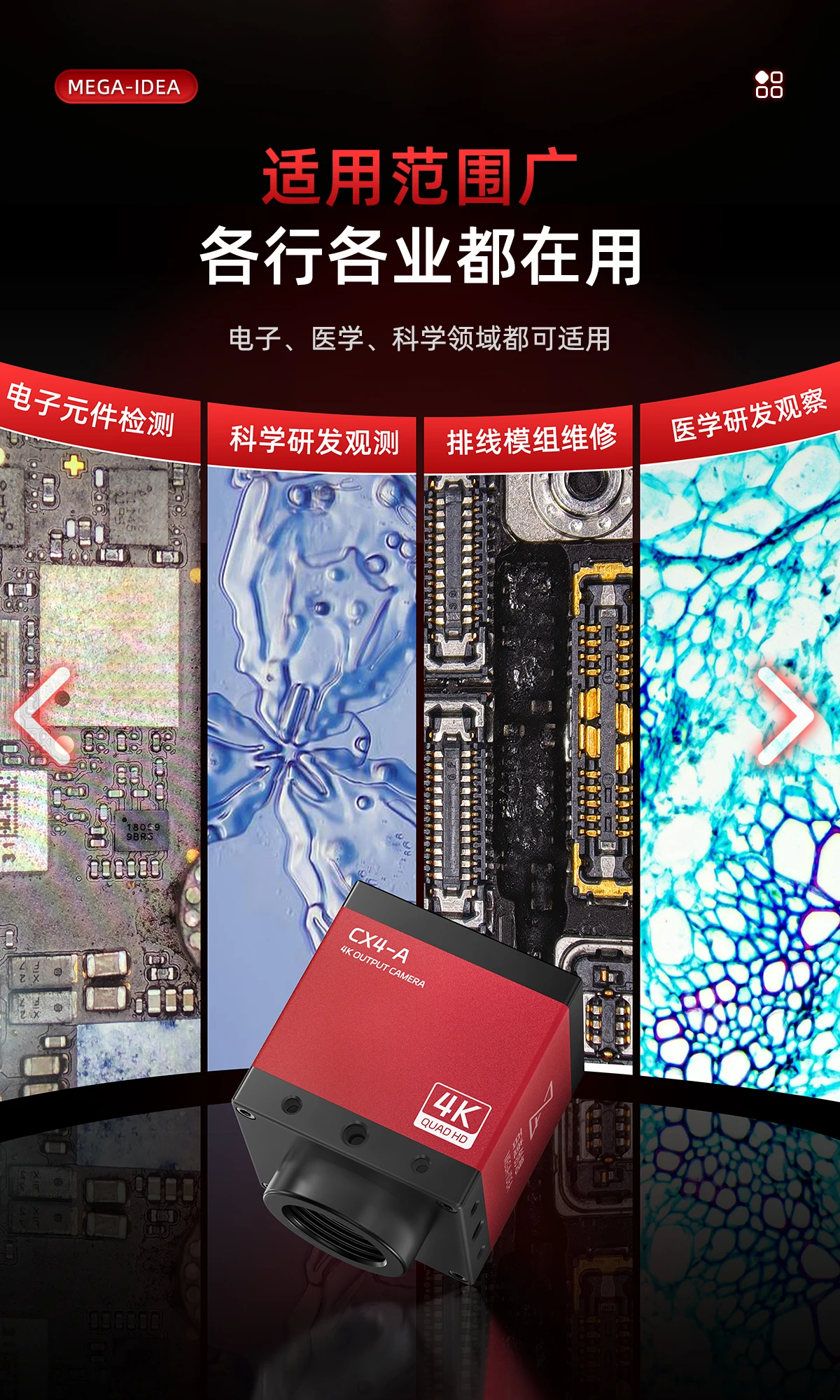 MEGA-IEDA CX4-A 44K Industrial Camera CMOS Image Sensor/ HD Live Teaching/PC Monitor Compatible for Microscope Using