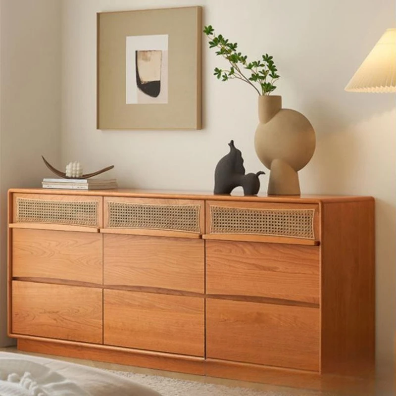 

Japanese-style solid wood chest of drawers living room Cherry wood storage Nine chest of drawers Bedroom Multifunctional