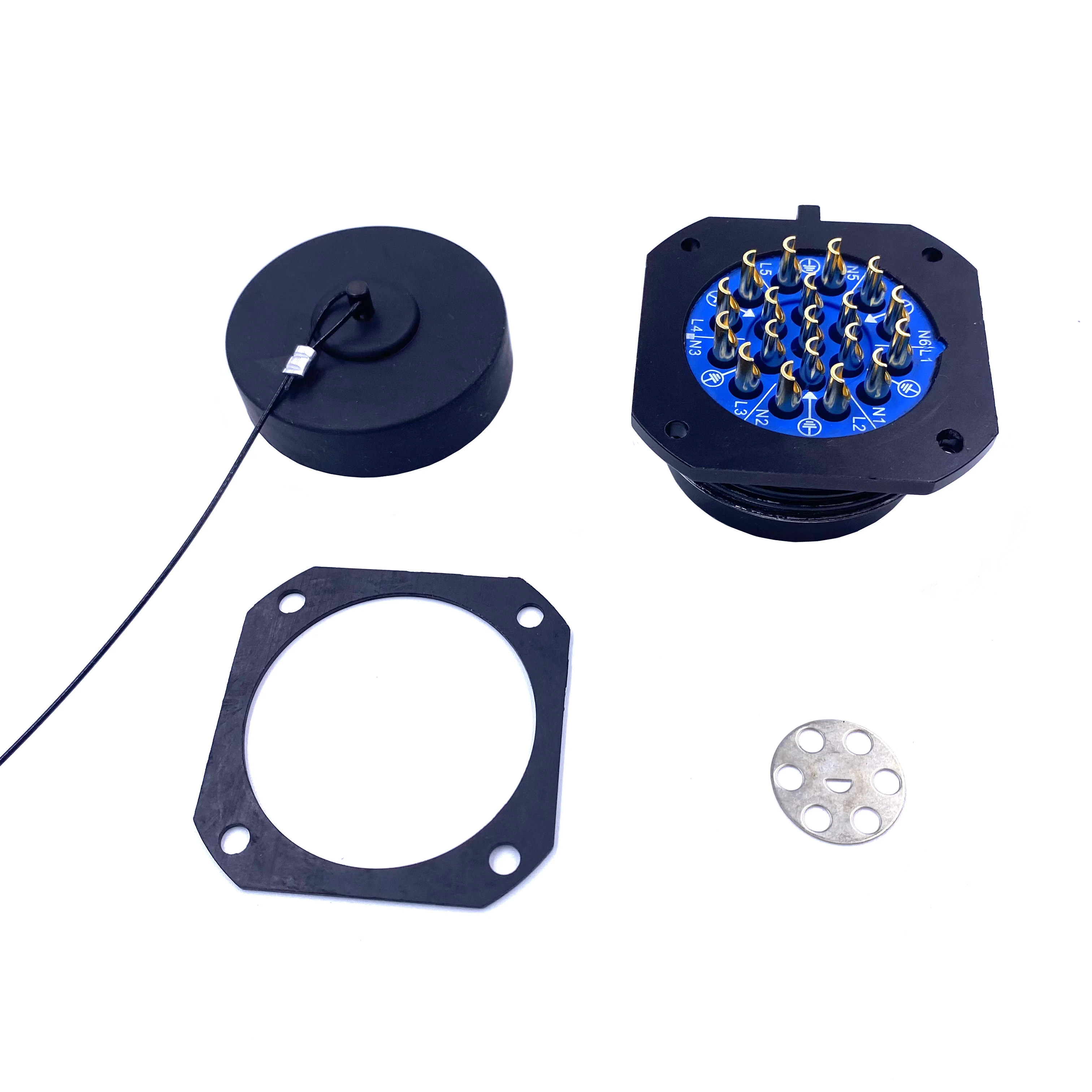 FCONNR Waterproof IP67 19-Pin Socapex Female Socket Aluminum Housing, Gold Contacts 1800V Withstand Voltage in stock