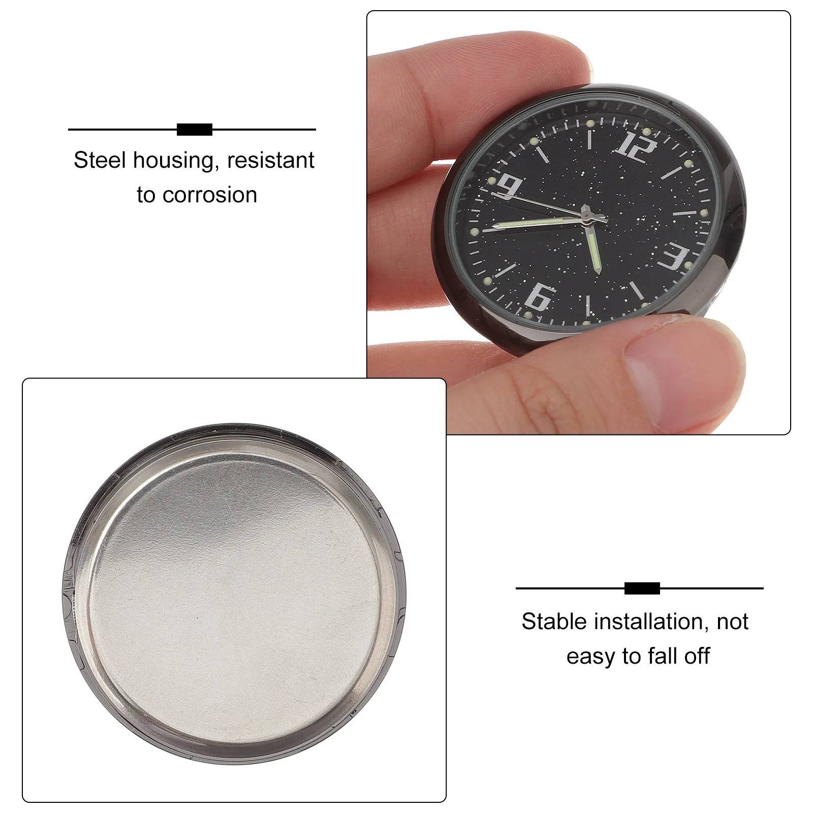 

Car Clock Mini Auto Dashboard Clock For Automotive Stick On Dash Decoration Luminous Design Compact Time Display