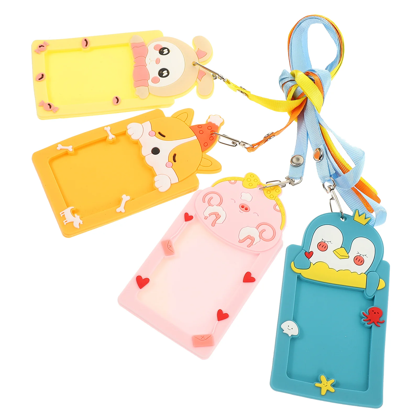 4 Pcs Bus Card Holder Sleeve Credit Sleeves School Id Cover Badge Teacher Protective Student Cards Bunny