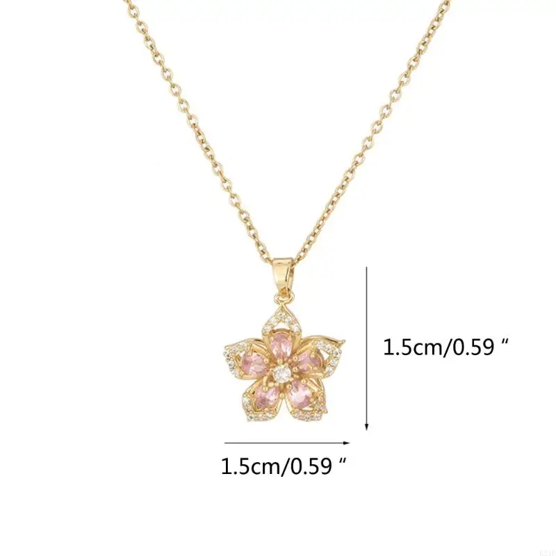 E21F الدوران باوهينيا الزركون زهرة قلادة سلسلة الترقوة #6