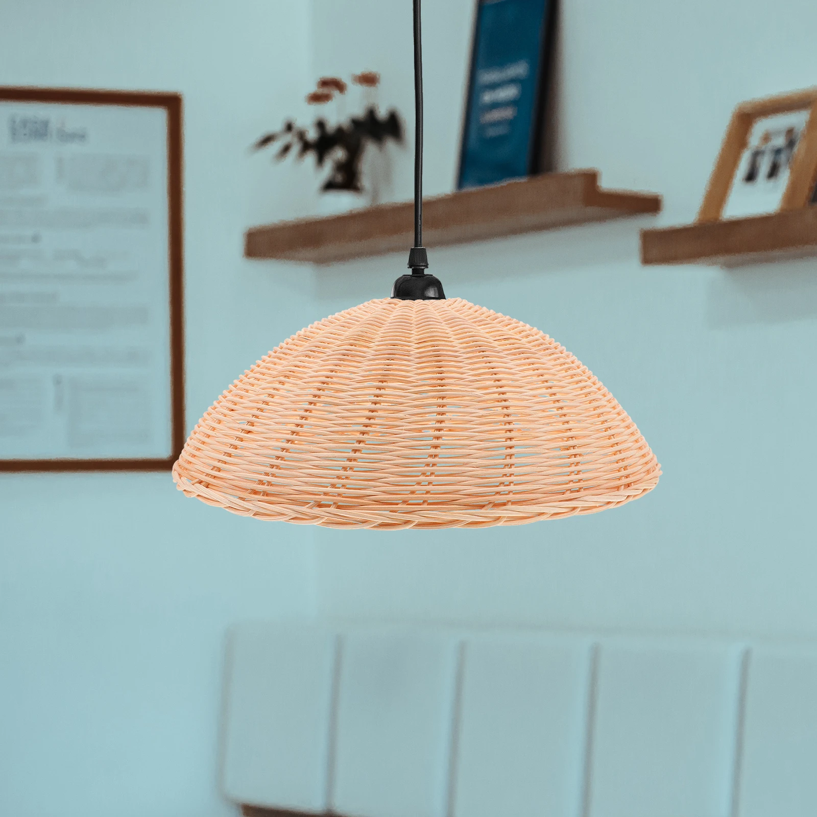 

Rattan Chandelier Lampshade Vintage Woven Small Indoor Pendant Light Bulb Ceiling Cover Replacement Decorative Diffuse Lighting