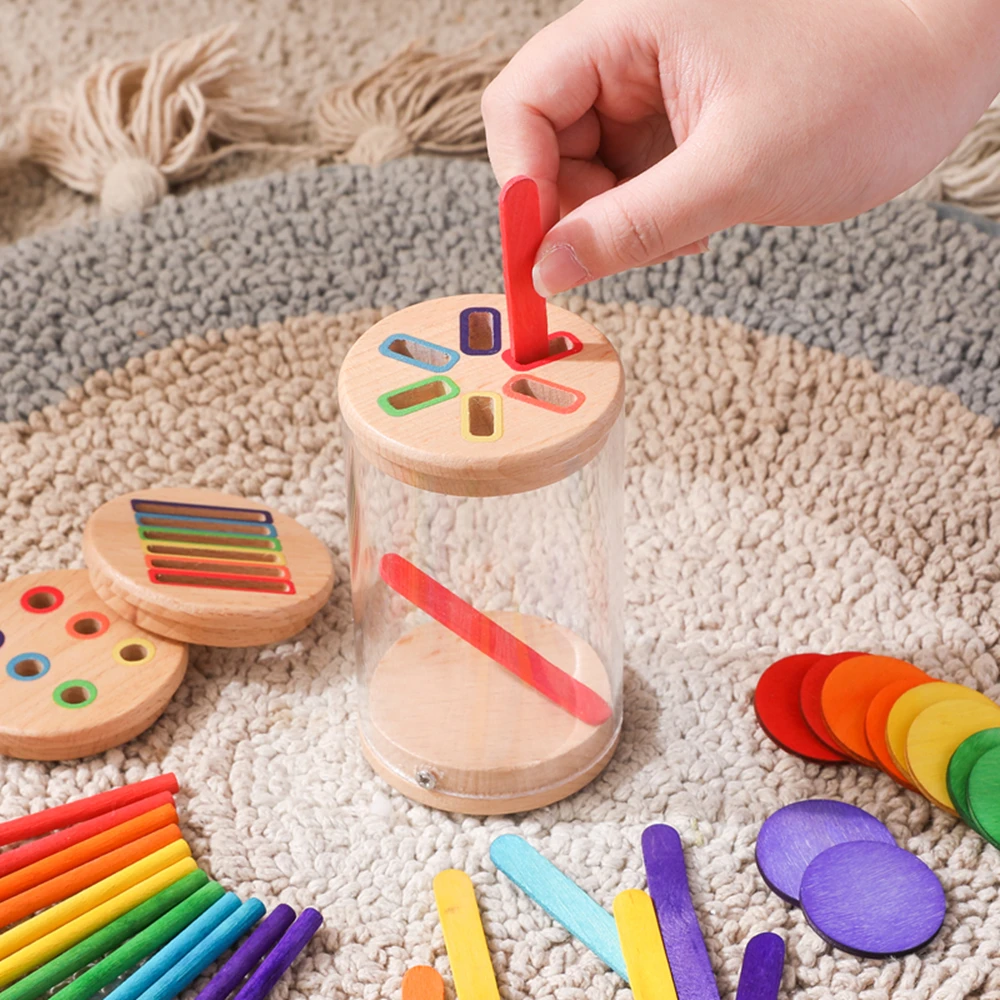 Copos de classificação de madeira montessori bebê classificação motor fino para 1-3 anos brinquedos sensoriais educativos precoces itens para recém-nascidos presente