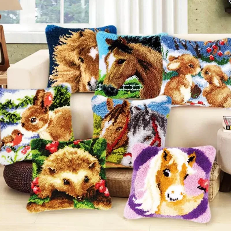 Kit de gancho de pestillo de caballo Animal Knooppakket Kussen Knopen botón de almohada Smyrna Knooppakket paquete de botones de costura Linkhaak Kussen