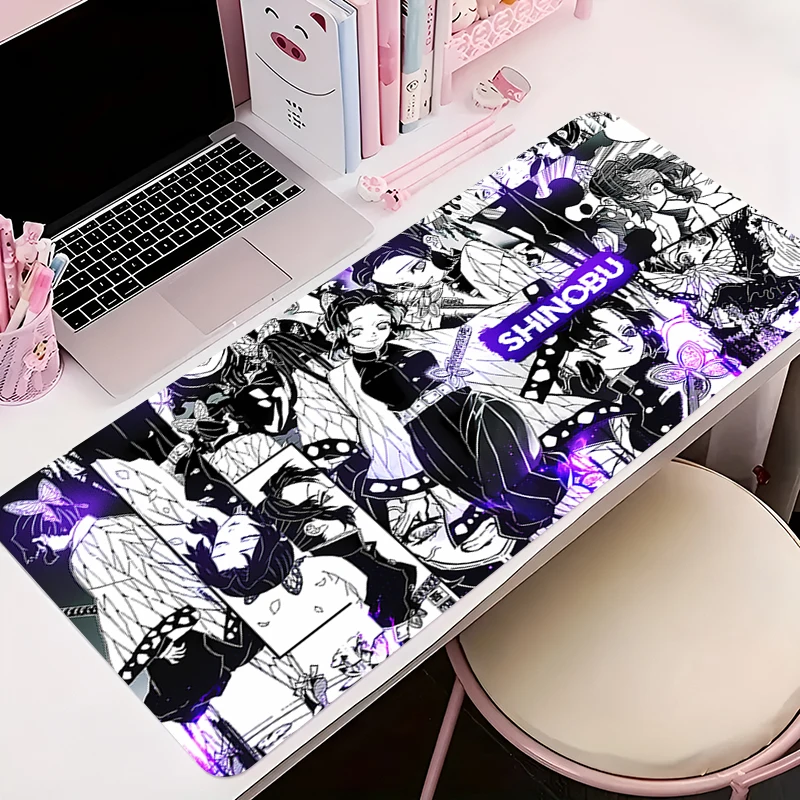 

Gaming Mouse Pad Anime Gamer Keyboard Pad Desk D-demon Slayer Kochou Shinobu Mouse Mat Speed Rubber Cartoon Computer Mousepad